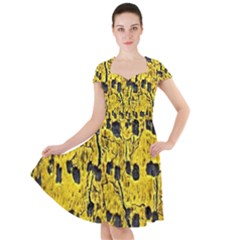 Yellow-abstrac Cap Sleeve Midi Dress by nate14shop