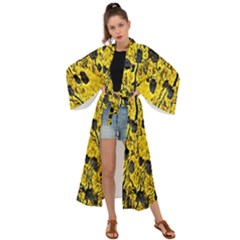 Yellow-abstrac Maxi Kimono by nate14shop
