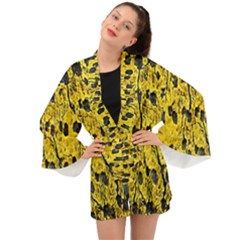 Yellow-abstrac Long Sleeve Kimono by nate14shop