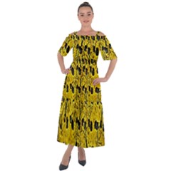 Yellow-abstrac Shoulder Straps Boho Maxi Dress  by nate14shop