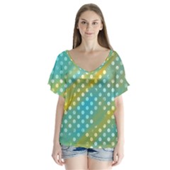 Abstract-polkadot 01 V-neck Flutter Sleeve Top by nate14shop