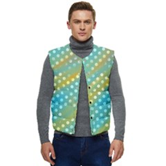 Abstract-polkadot 01 Men s Short Button Up Puffer Vest	 by nate14shop