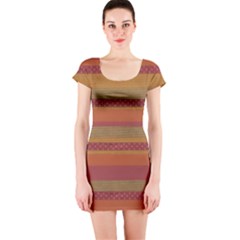 Background-lines Short Sleeve Bodycon Dress