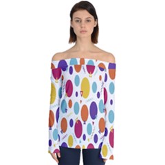 Background-polkadot 01 Off Shoulder Long Sleeve Top