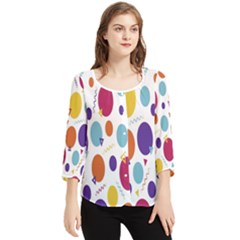 Background-polkadot 01 Chiffon Quarter Sleeve Blouse