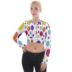 Background-polkadot 01 Long Sleeve Cropped Velvet Jacket