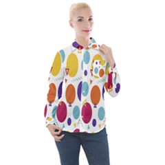 Background-polkadot 01 Women s Long Sleeve Pocket Shirt