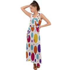 Background-polkadot 01 V-Neck Chiffon Maxi Dress