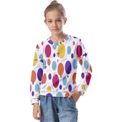 Background-polkadot 01 Kids  Long Sleeve Tee with Frill 