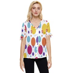 Background-polkadot 01 Bow Sleeve Button Up Top