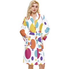 Background-polkadot 01 Long Sleeve Velour Robe