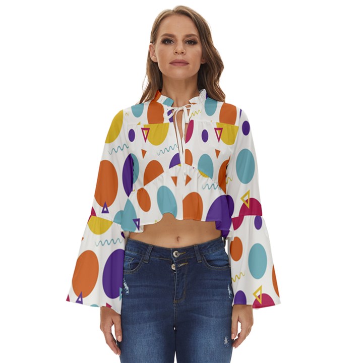 Background-polkadot 01 Boho Long Bell Sleeve Top