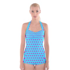 Background-polkadot 02 Boyleg Halter Swimsuit  by nate14shop