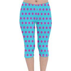 Background-polkadot 02 Velvet Capri Leggings  by nate14shop