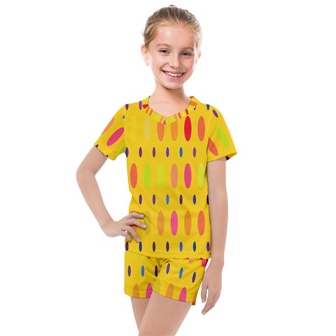 Banner-polkadot-yellow Kids  Mesh Tee And Shorts Set by nate14shop