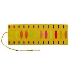 Banner-polkadot-yellow Roll Up Canvas Pencil Holder (m) by nate14shop