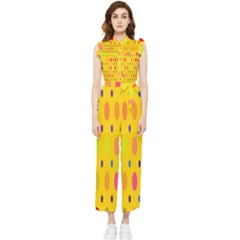 Banner-polkadot-yellow Women s Frill Top Chiffon Jumpsuit by nate14shop