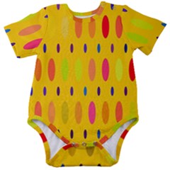 Banner-polkadot-yellow Baby Short Sleeve Onesie Bodysuit by nate14shop