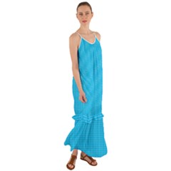 Blue,polkadots,polka Cami Maxi Ruffle Chiffon Dress