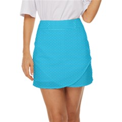 Blue,polkadots,polka Mini Front Wrap Skirt by nate14shop