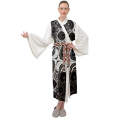 Im Fourth Dimension Black White 4 Maxi Velour Kimono by imanmulyana