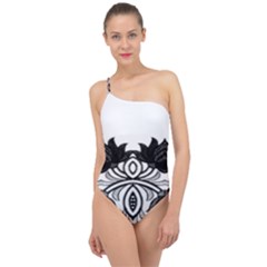 IM Fourth Dimension Black White 6 Classic One Shoulder Swimsuit