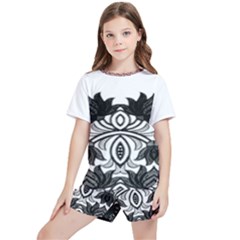 Im Fourth Dimension Black White 6 Kids  Tee And Sports Shorts Set by imanmulyana