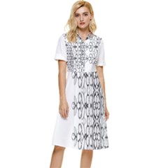 IM Fourth Dimension Black White 7 Button Top Knee Length Dress