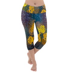  Raindrops Window Glass Lightweight Velour Capri Yoga Leggings by artworkshop