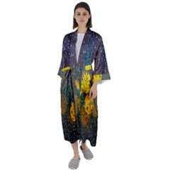  Raindrops Window Glass Maxi Satin Kimono by artworkshop