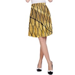 Chain Link Fence Sunset Wire Steel Fence A-line Skirt by artworkshop