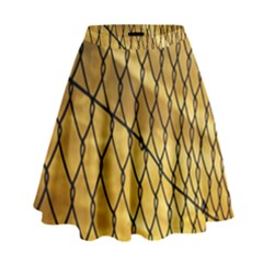 Chain Link Fence Sunset Wire Steel Fence High Waist Skirt by artworkshop