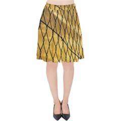 Chain Link Fence Sunset Wire Steel Fence Velvet High Waist Skirt by artworkshop