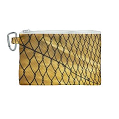 Chain Link Fence Sunset Wire Steel Fence Canvas Cosmetic Bag (medium) by artworkshop