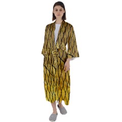 Chain Link Fence Sunset Wire Steel Fence Maxi Satin Kimono by artworkshop