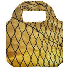 Chain Link Fence Sunset Wire Steel Fence Foldable Grocery Recycle Bag by artworkshop