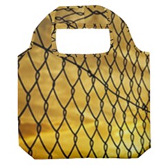 Chain Link Fence Sunset Wire Steel Fence Premium Foldable Grocery Recycle Bag by artworkshop