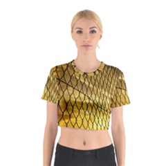 Chain Link Fence Sunset Wire Steel Fence Cotton Crop Top by artworkshop