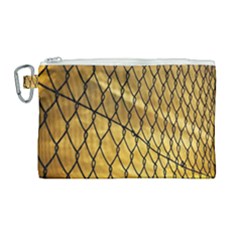 Chain Link Fence Sunset Wire Steel Fence Canvas Cosmetic Bag (large) by artworkshop