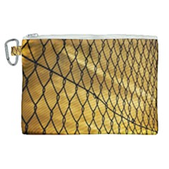 Chain Link Fence Sunset Wire Steel Fence Canvas Cosmetic Bag (xl) by artworkshop