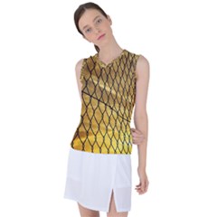 Chain Link Fence Sunset Wire Steel Fence Women s Sleeveless Sports Top by artworkshop