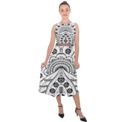 Im Fourth Dimension Black White 9 Midi Tie-back Chiffon Dress by imanmulyana