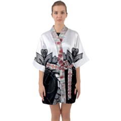 Im Fourth Dimension Black White 11 Half Sleeve Satin Kimono  by imanmulyana