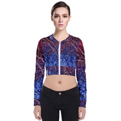 Autumn Fractal Forest Background Long Sleeve Zip Up Bomber Jacket by Amaryn4rt