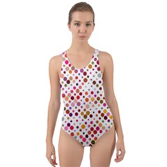 Colorful-polkadot Cut-Out Back One Piece Swimsuit