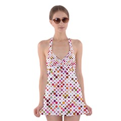 Colorful-polkadot Halter Dress Swimsuit 