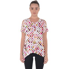 Colorful-polkadot Cut Out Side Drop Tee