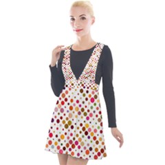 Colorful-polkadot Plunge Pinafore Velour Dress