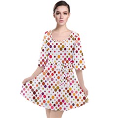 Colorful-polkadot Velour Kimono Dress