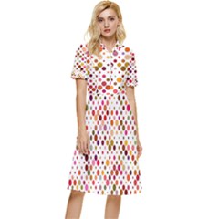 Colorful-polkadot Button Top Knee Length Dress